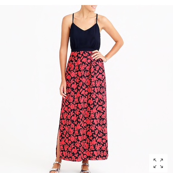 J Crew Factory maxi dress with printed skirt - Picture 1 of 7